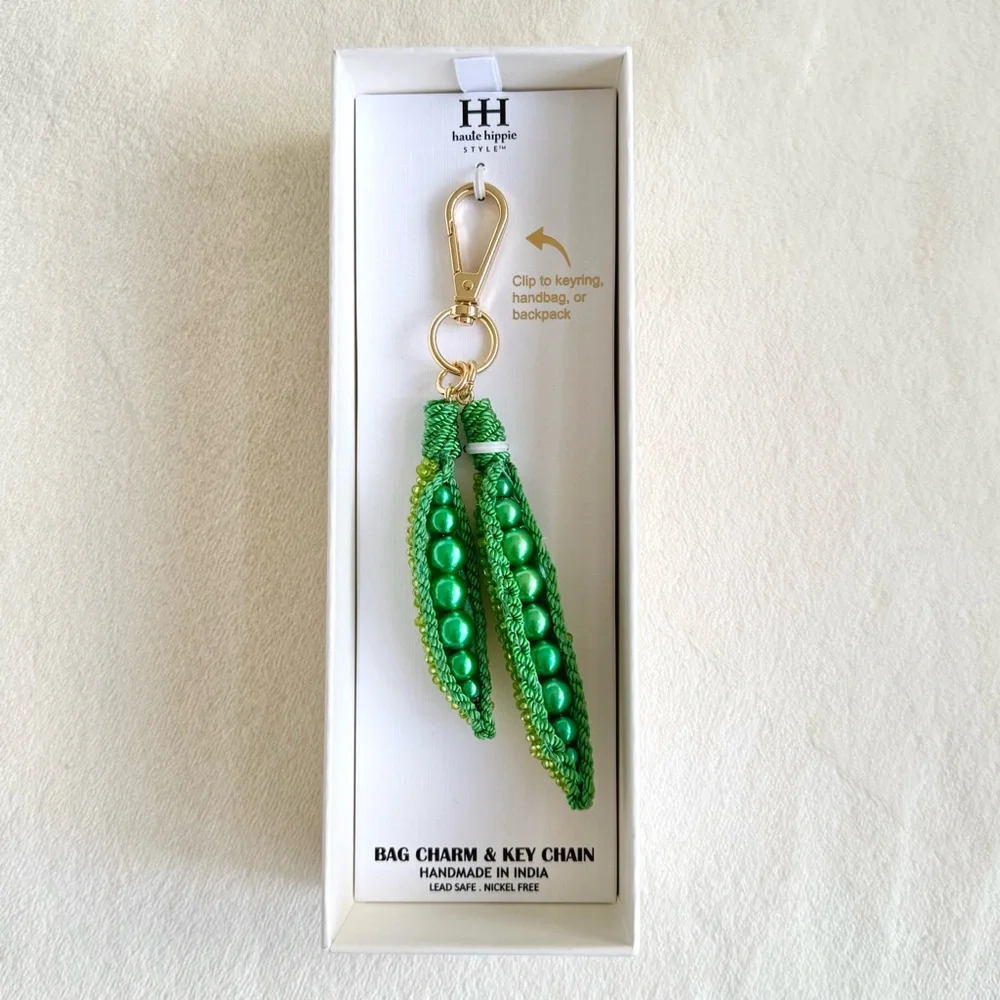 Haute Hippie Beaded Green Peas Bag Charm - Picture 2 of 4
